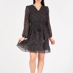 Desenli Şifon Elbise