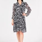 Desenli Şifon Elbise