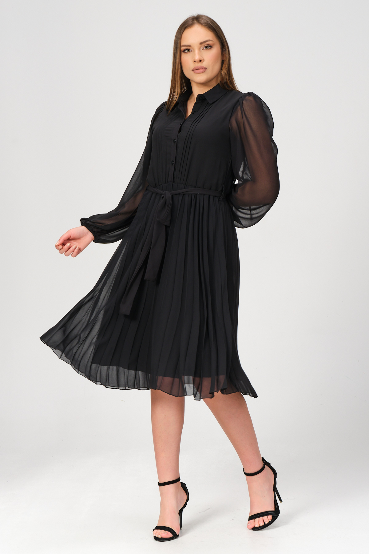 etek kismi piliseli sifon elbise 4936 2
