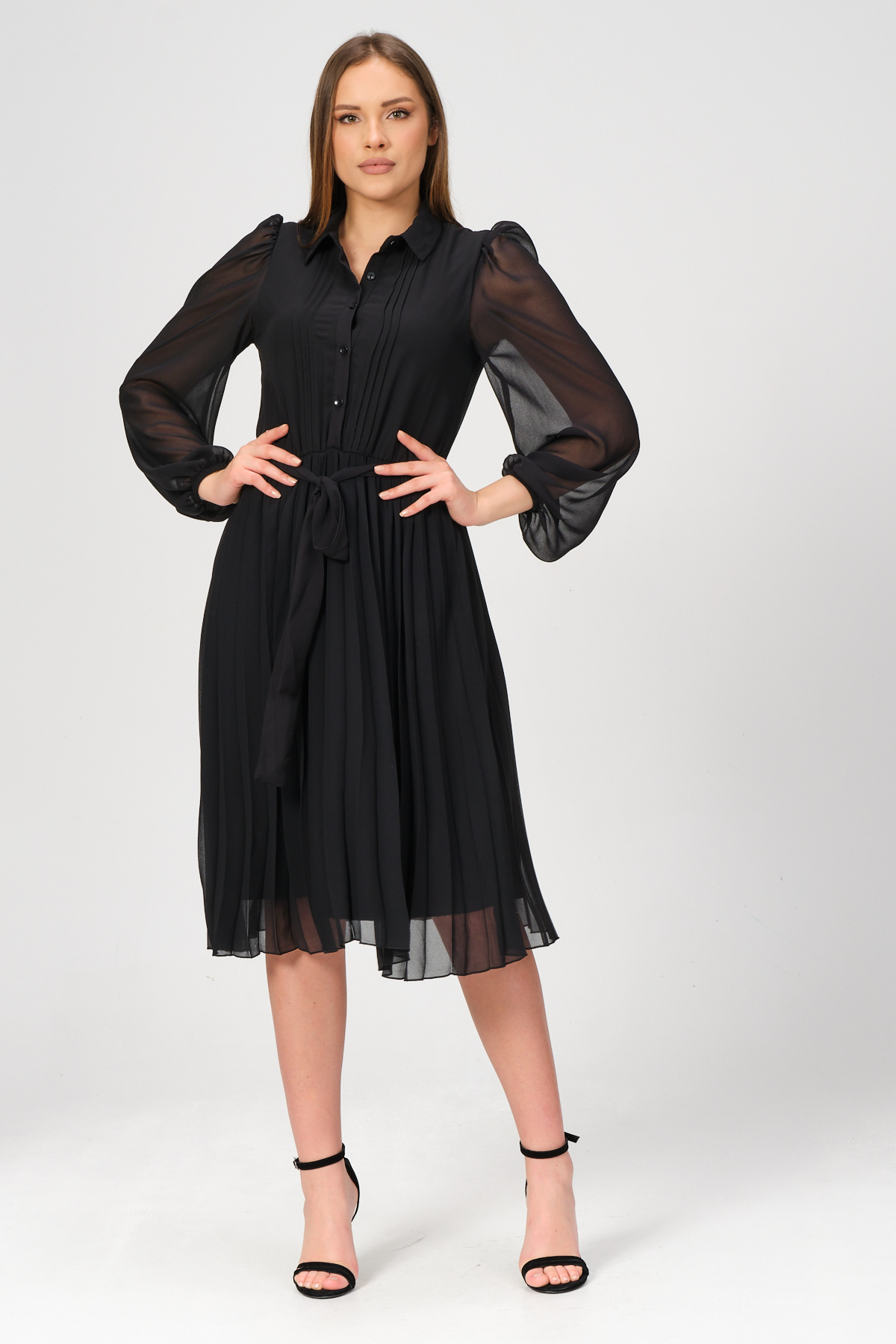 etek kismi piliseli sifon elbise 4937 2