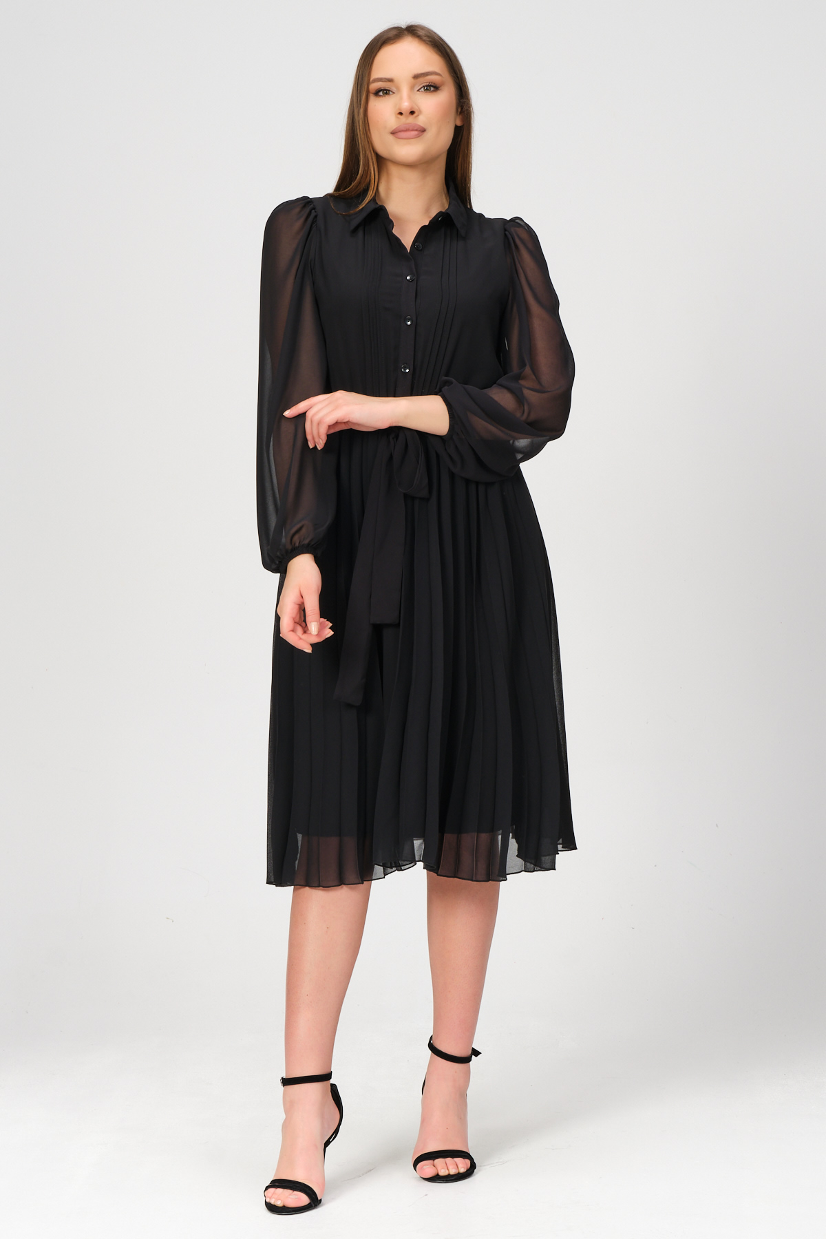 etek kismi piliseli sifon elbise 4938 2