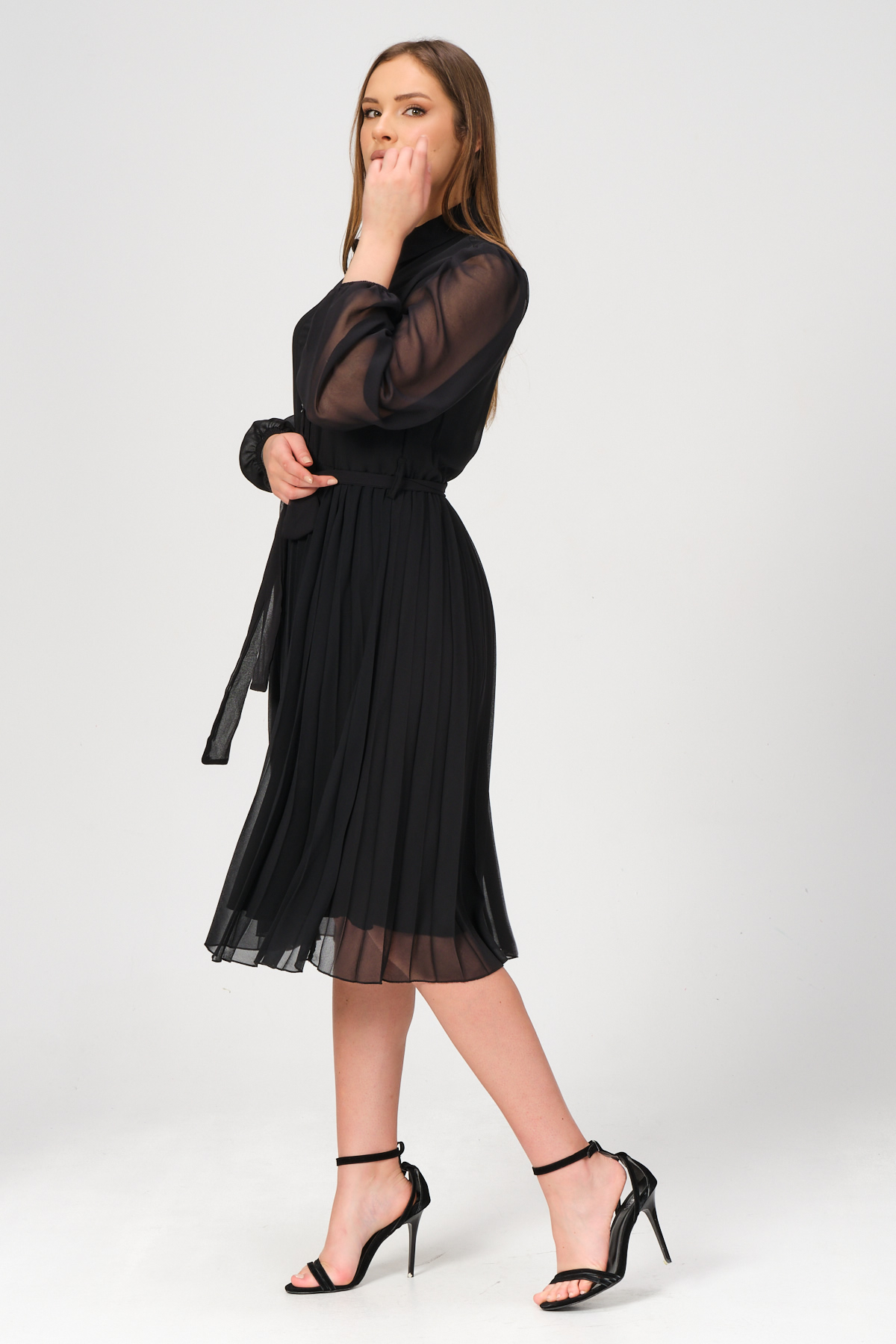 etek kismi piliseli sifon elbise 4939 2