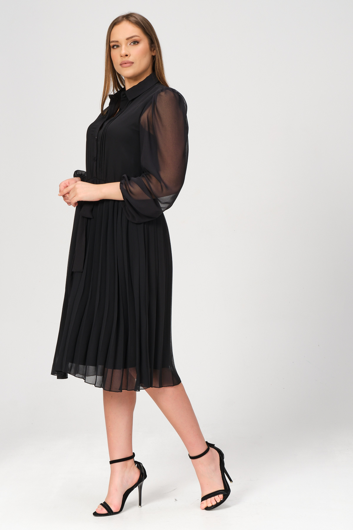 etek kismi piliseli sifon elbise 4940 2