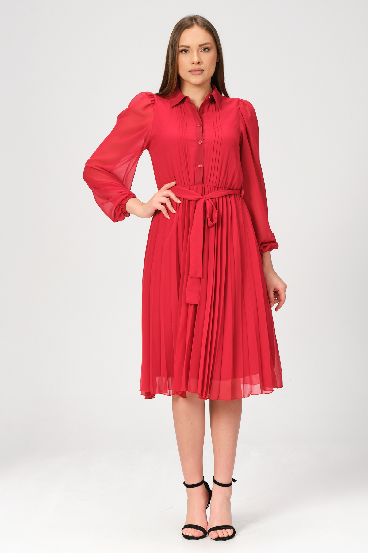 etek kismi piliseli sifon elbise 4944 2