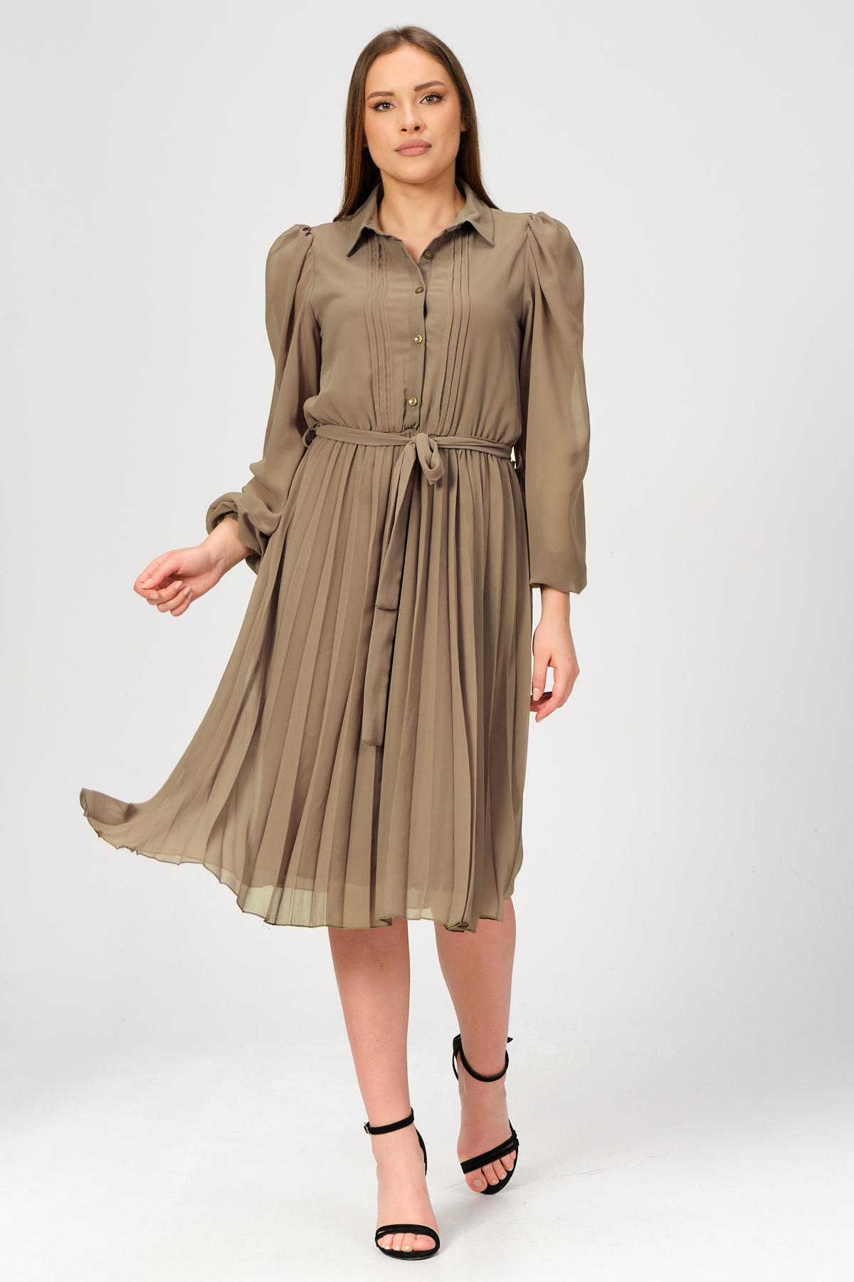 etek kismi piliseli sifon elbise 4971