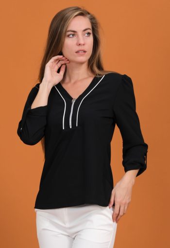 yakasi fermuarli bluz 7507
