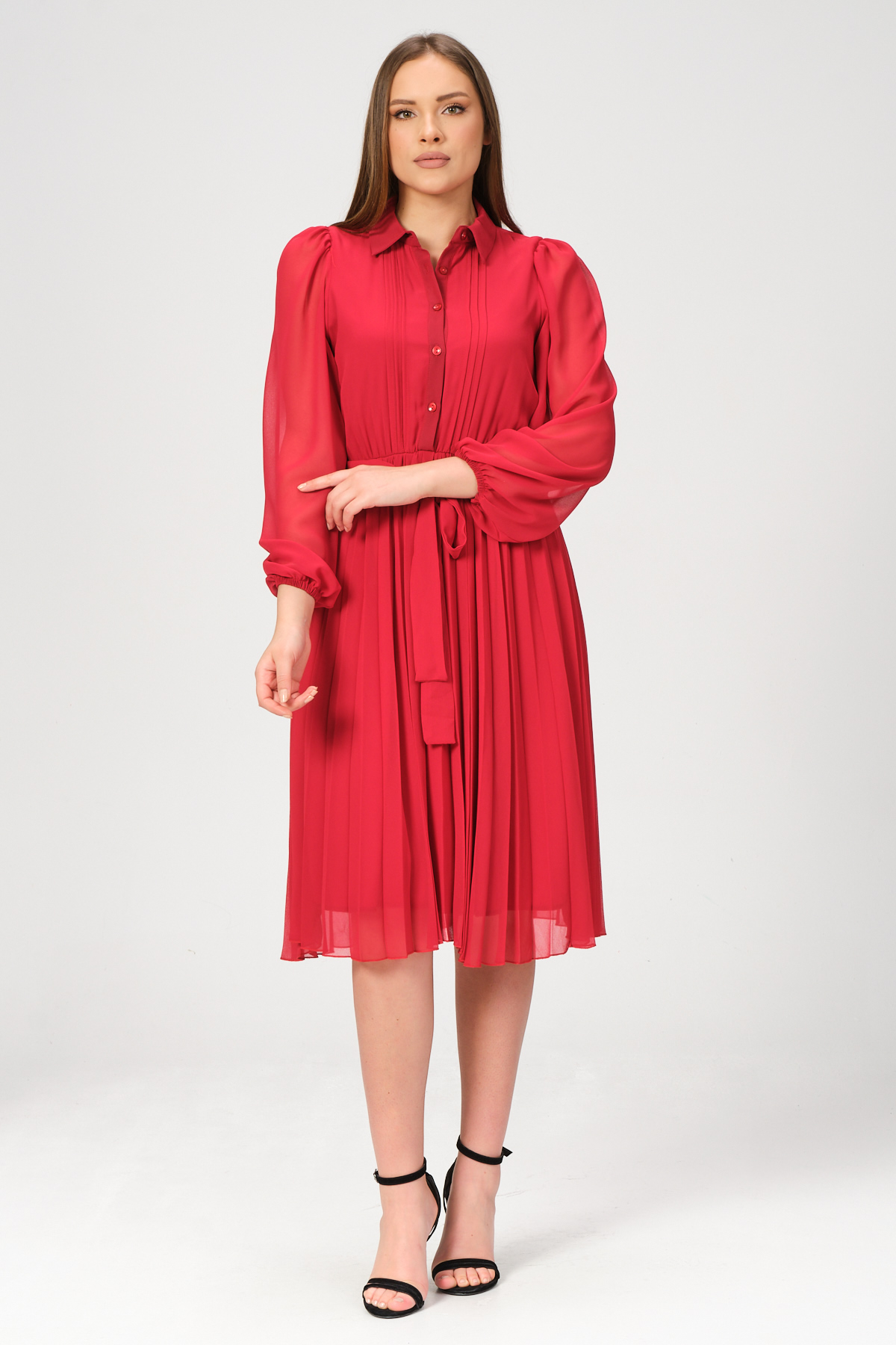 etek kismi piliseli sifon elbise 4946