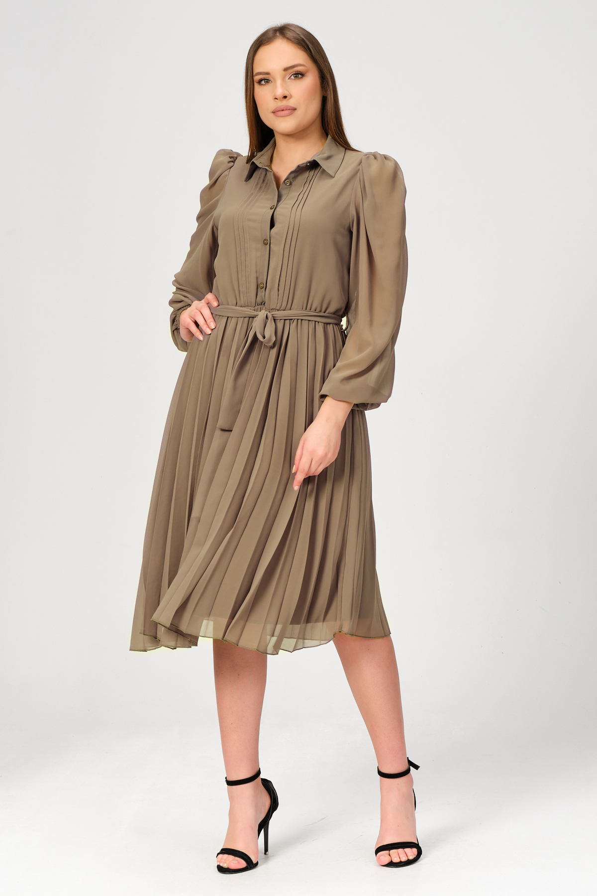 etek kismi piliseli sifon elbise 4958