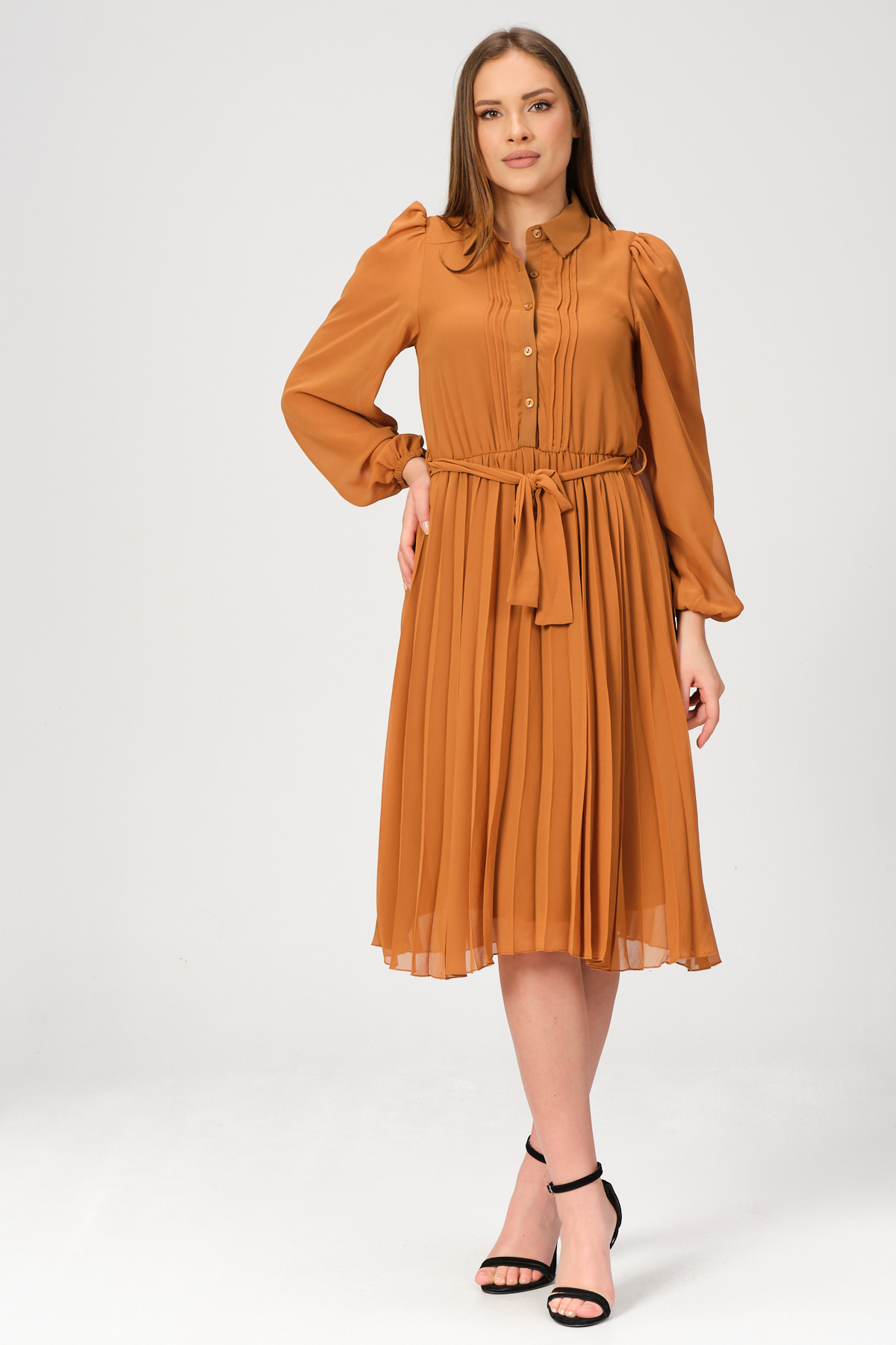 etek kismi piliseli sifon elbise 4962