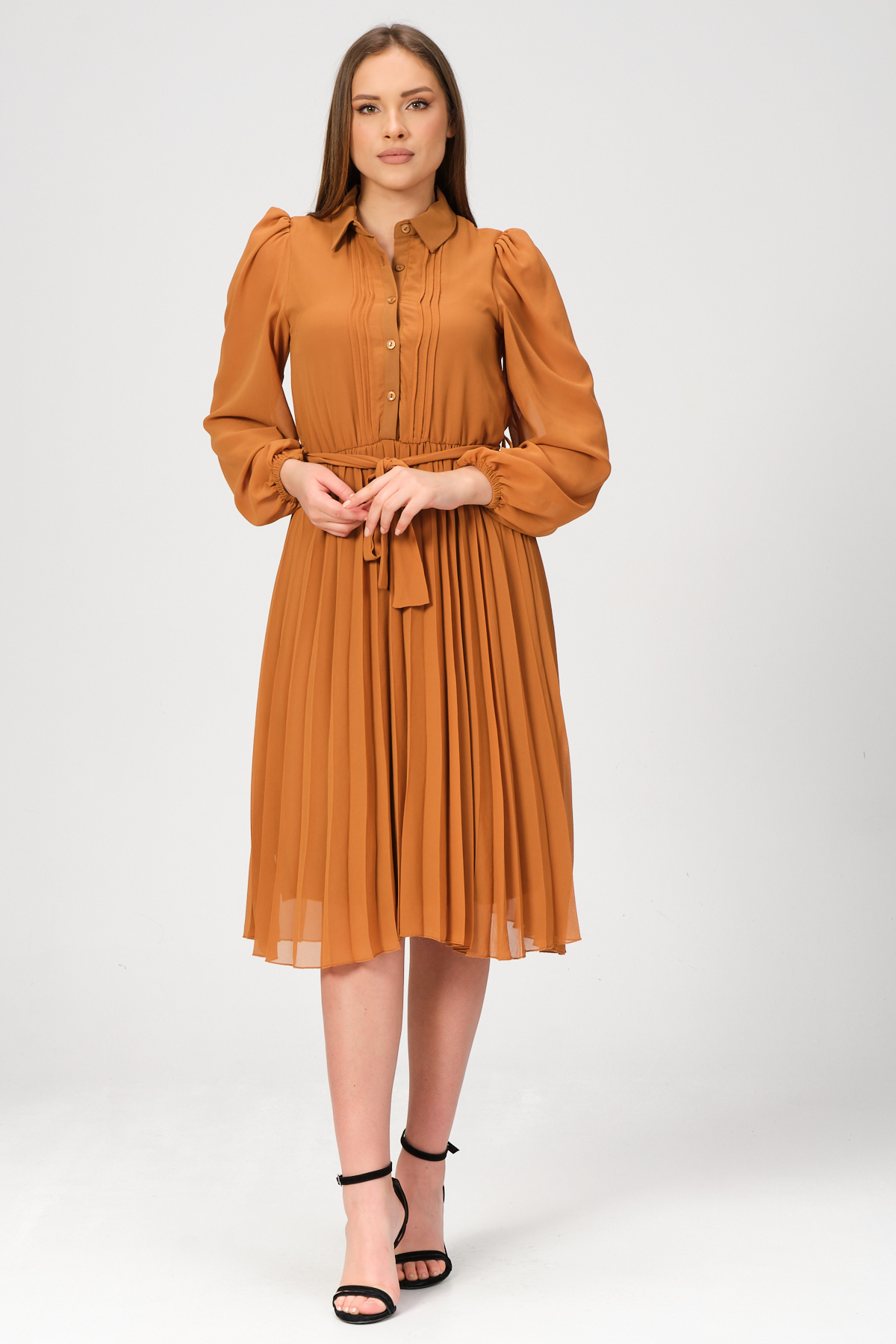 etek kismi piliseli sifon elbise 4963